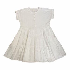 Caslon Cotton Gauze Tiered Popover Dress in White Size Small